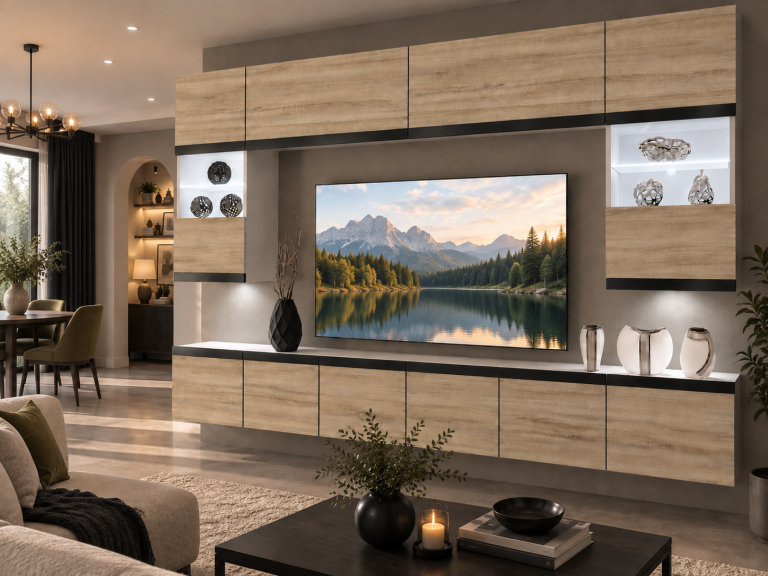 Mobilă de sufragerie  Prestige 300 cm TV/RTV aspect coloristic stejar Wotan stejar Sonoma Producător IMP P2 Nolan 1/5/W/DS/0/0/CM