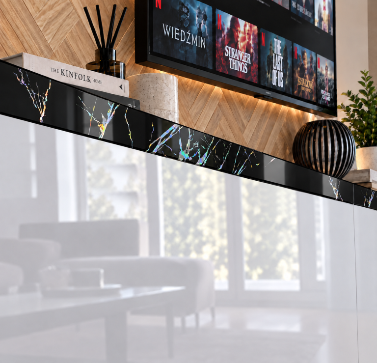 Mobilă de sufragerie Prestige 300 cm TV/RTV gri lucios Producător IMP P Monroe 2/5/W/S/0/0/CS