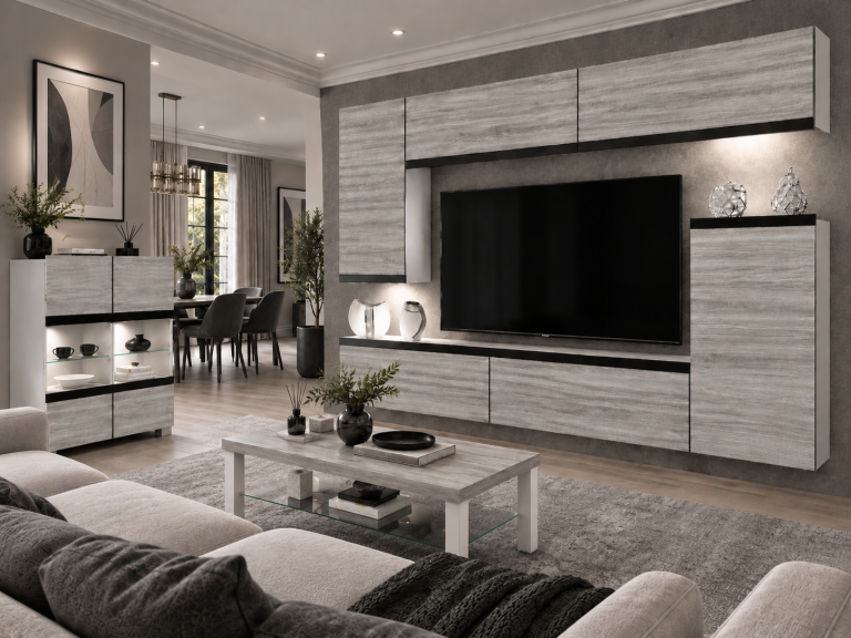 Mobilă sufragerie Prestige 250 cm pentru TV/RTV, gri antracit, grafit. Producător: IMP P Woody 8/5/W/GW1/0/0/CM