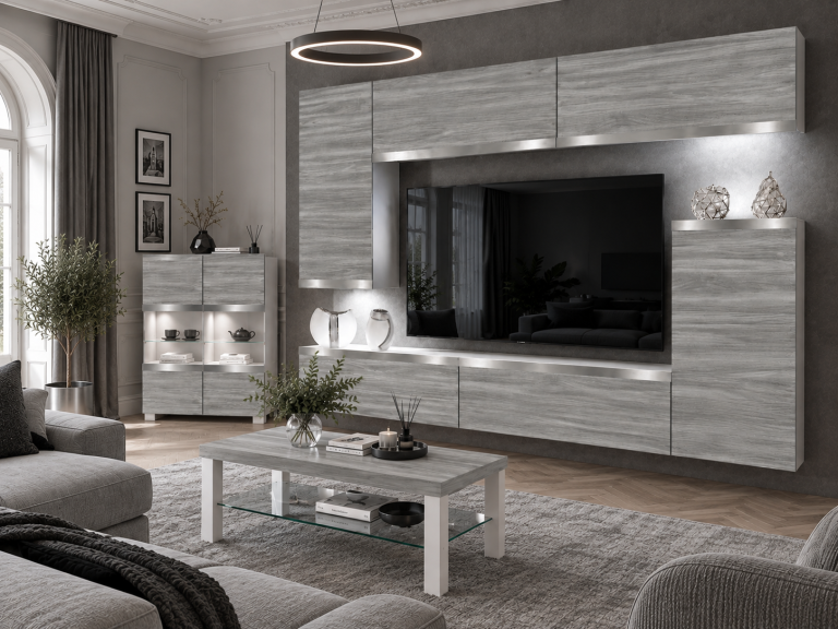Mobilă sufrageria Prestige 250 cm pentru TV/RTV, gri antracit, grafit. Producător: IMP P Woody 8/5/W/GW1/0/0/SL