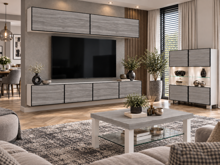 Mobilă de sufragerie Linea 200 cm TV/RTV gri antracit grafit Producător IMP L Brando 6/5/W/GW1/0/0
