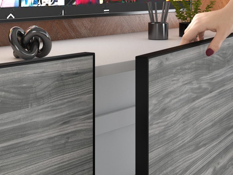 Mobilă de sufragerie Linea 300 cm TV/RTV gri antracit grafit Producător IMP L Hepburn 4/5/W/GW1/0/0