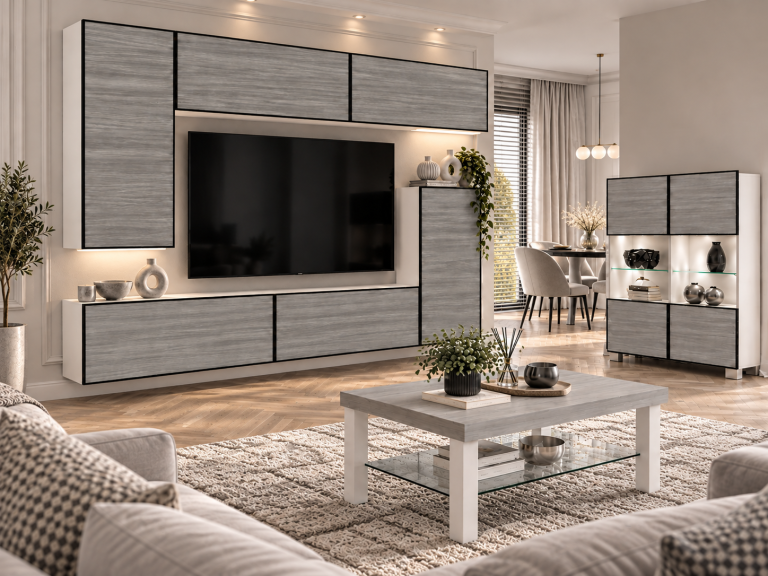 Mobilă de sufragerie Linea 250 cm TV/RTV gri antracit grafit Producător IMP L Woody 8/5/W/GW1/0/0
