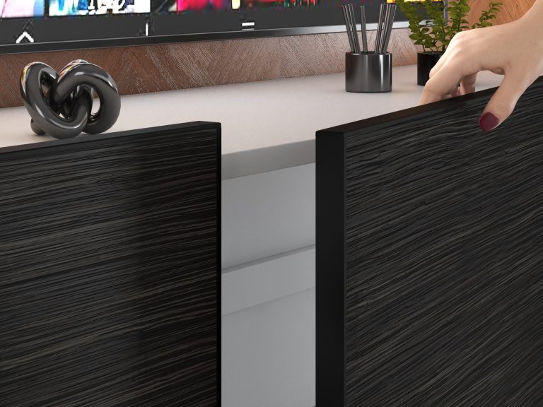 Mobilă de sufragerie Linea 300 cm TV/RTV negru abanos Producător IMP L Hepburn 4/5/W/HK/0/0