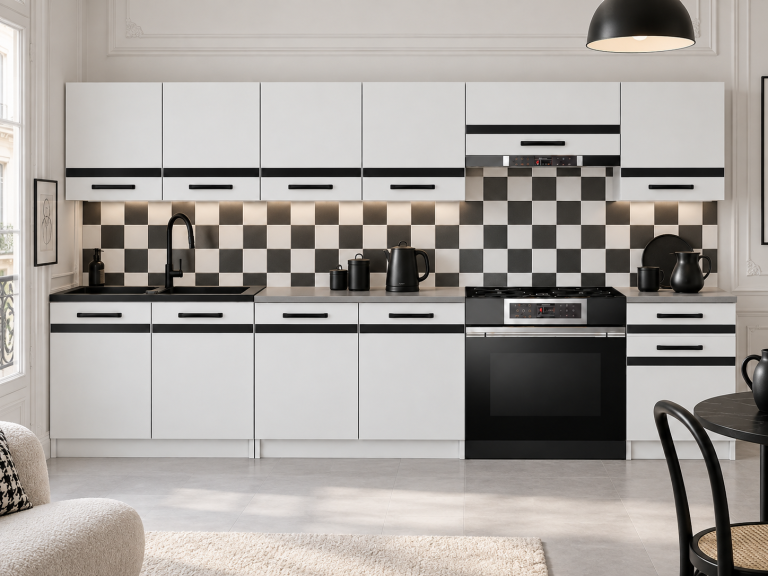 Mobilier de bucătărie Prestige 260 cm alb mat cu blat Producător TOR P Frida/0/WT/WT/0/A1/CM