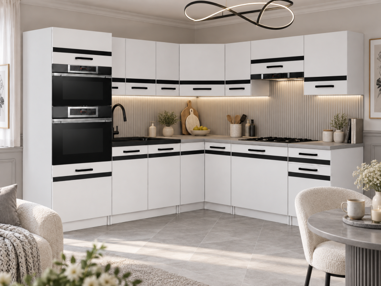 Mobilier de bucătărie Prestige 420 cm alb mat cu blat Producător TOR P Diego/0/WT/WT/0/A1/CM