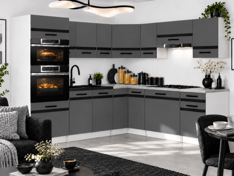 Mobilier de bucătărie Prestige 420 cm gri mat fără blat Producător TOR P Diego/0/WT/SR/BB/A1/CM