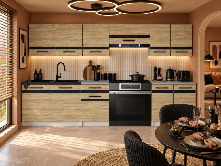 Mobilier de bucătărie Prestige 240 cm stejar sonoma cu blat Producător TOR P Salvador/0/WT/DS/0/A1/CM