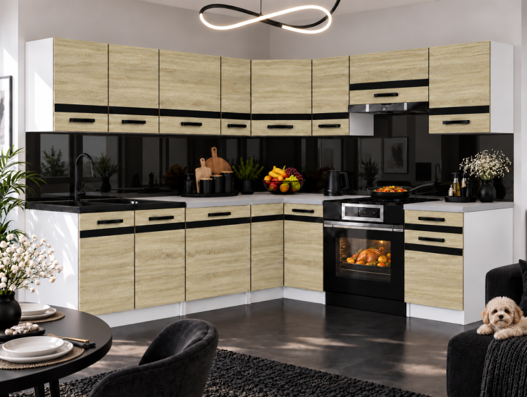 Mobilier de bucătărie Prestige 420 cm stejar sonoma cu blat Producător TOR P Gustav/0/WT/DS/0/A1/CM