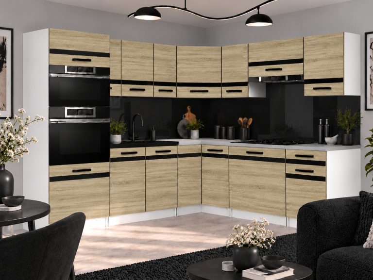 Mobilier de bucătărie Prestige 420 cm stejar sonoma cu blat Producător TOR P Diego/0/WT/DS/0/A1/CM