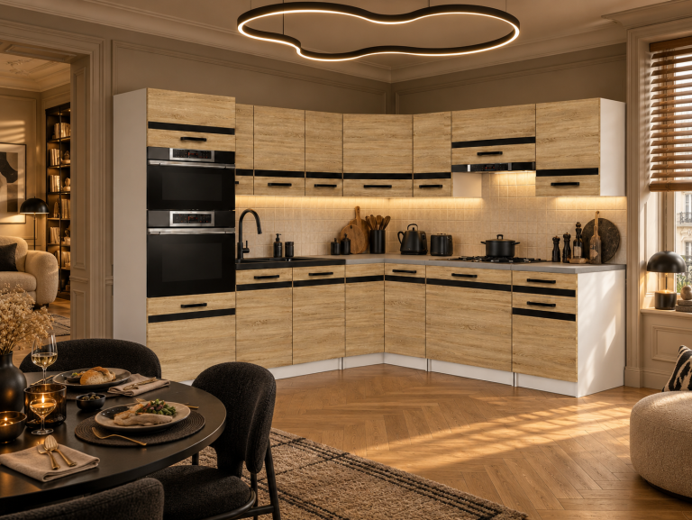 Mobilier de bucătărie Prestige 420 cm stejar sonoma cu blat Producător TOR P Diego/0/WT/DS/0/A1/CM