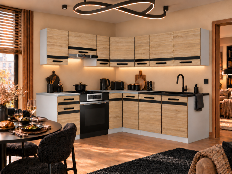 Mobilier de bucătărie Prestige 360 cm stejar sonoma cu blat Producător TOR P Pablo/0/WT/DS/0/A1/CM