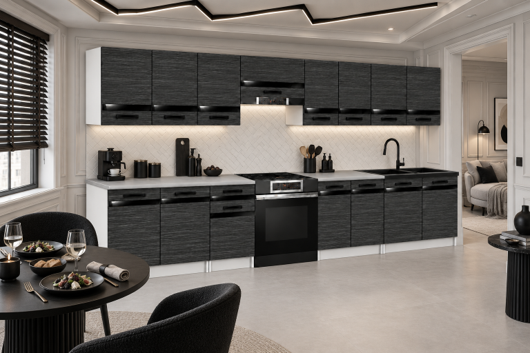 Mobilier de bucătărie Prestige 320 cm abanos regal cu blat Producător TOR P Vincent/0/WT/HK/0/A1/CP