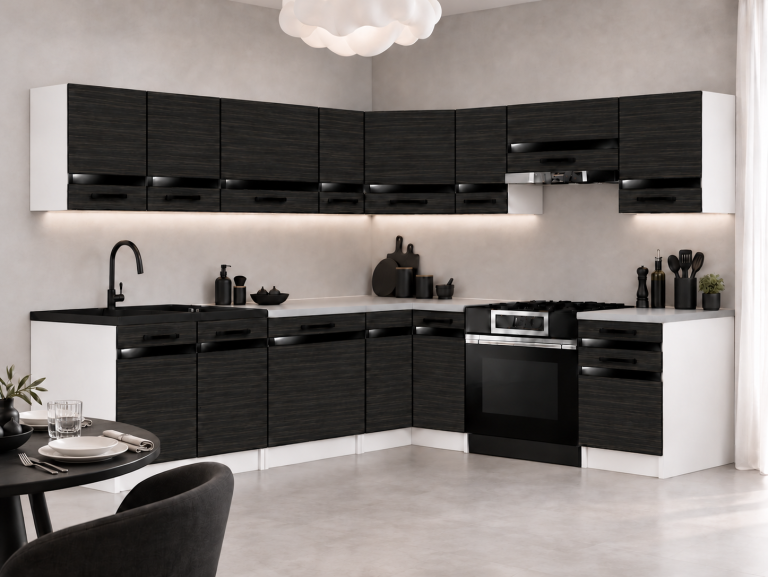 Mobilier de bucătărie Prestige 420 cm abanos regal cu blat Producător TOR P Gustav/0/WT/HK/0/A1/CP