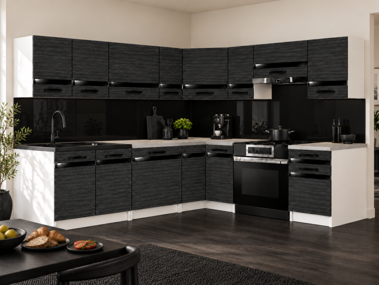 Mobilier de bucătărie Prestige 420 cm abanos regal cu blat Producător TOR P Gustav/0/WT/HK/0/A1/CP