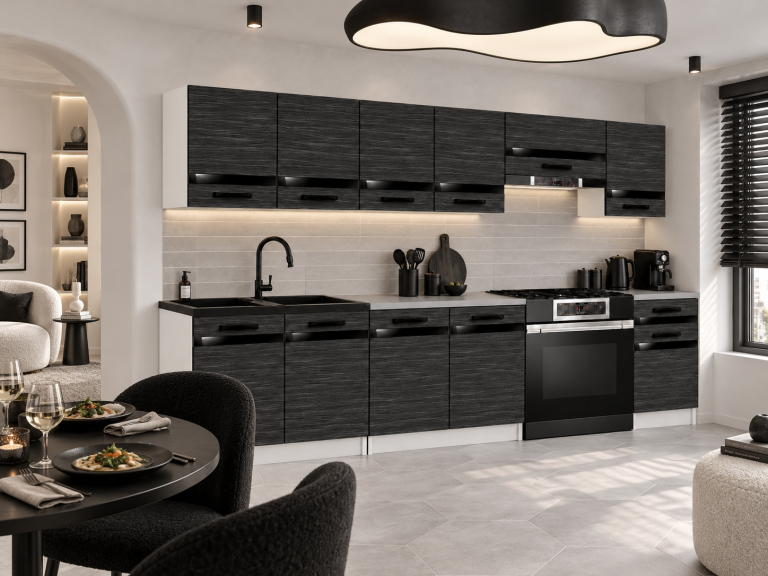 Mobilier de bucătărie Prestige 260 cm abanos regal cu blat Producător TOR P Frida/0/WT/HK/0/A1/CP