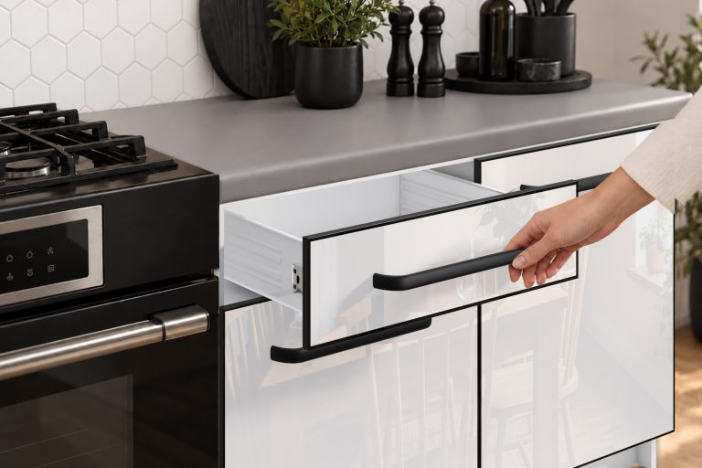 Mobilier de bucătărie Linea 320 cm alb lucios fără blat Producător INF L Vincent/0/WT/W/BB/A1