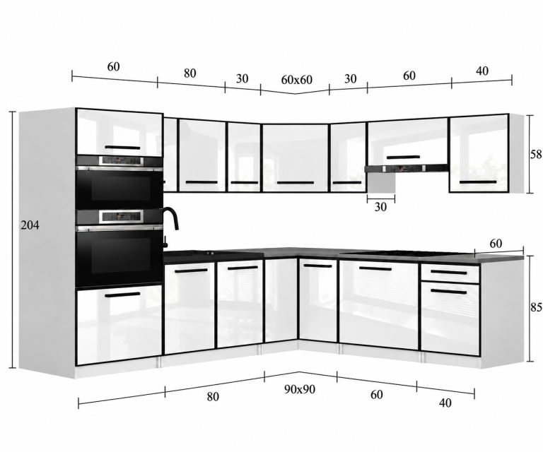 Mobilier de bucătărie Linea 420 cm stejar wotan cu blat Producător TOR L Diego/0/WT/DW/0/A1