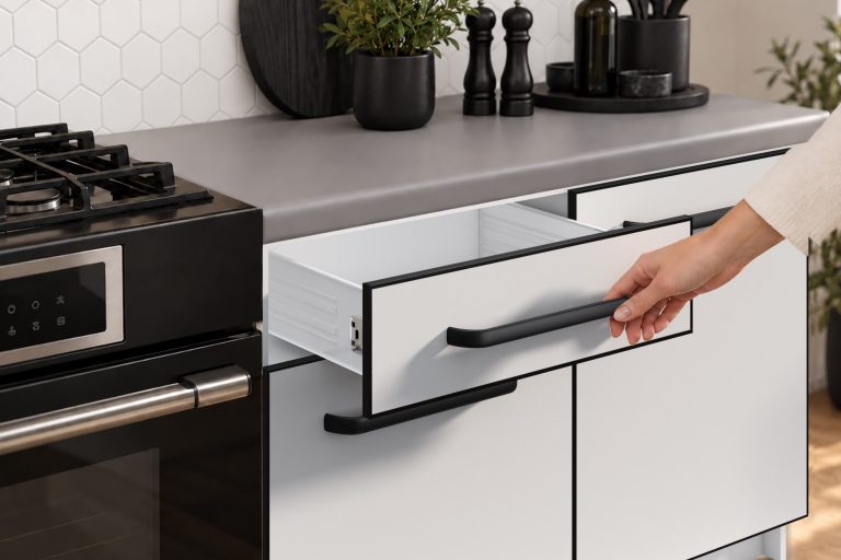 Mobilier de bucătărie Linea 320 cm alb mat cu blat Producător TOR L Vincent/0/WT/WT/0/A1