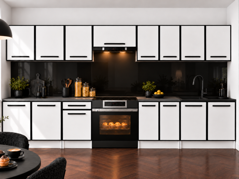 Mobilier de bucătărie Linea 320 cm alb mat cu blat Producător TOR L Vincent/0/WT/WT/0/A1