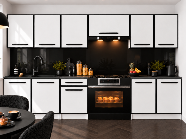Mobilier de bucătărie Linea 240 cm alb mat cu blat Producător TOR L Salvador/0/WT/WT/0/A1