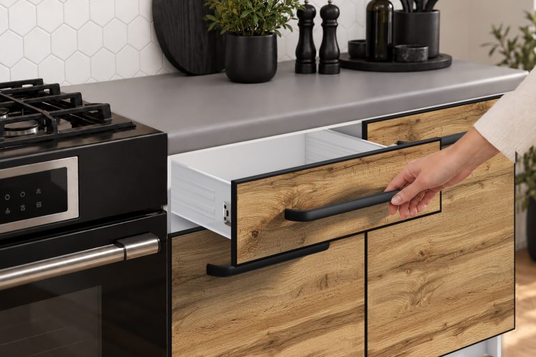 Mobilier de bucătărie Linea 420 cm stejar wotan cu blat Producător TOR L Diego/0/WT/DW/0/A1