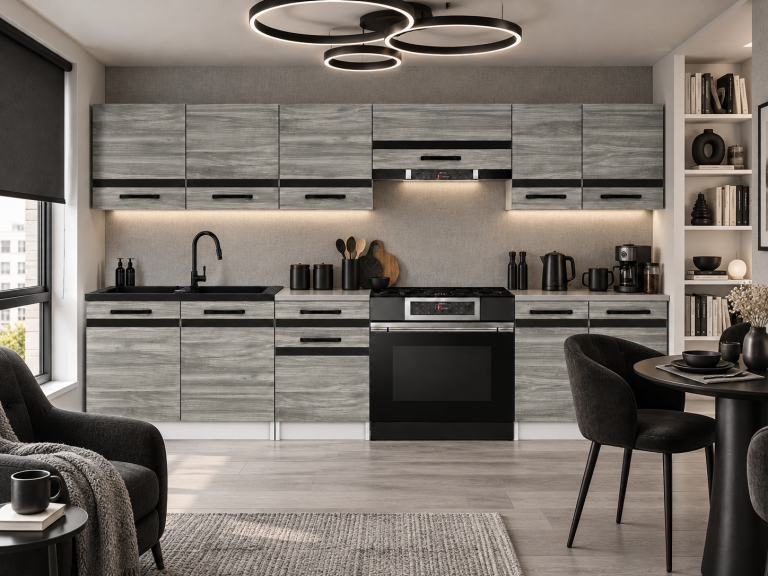Mobilier de bucătărie Prestige 240 cm glamour wood cu blat Producător TOR P Salvador/0/WT/GW1/0/A1/CM