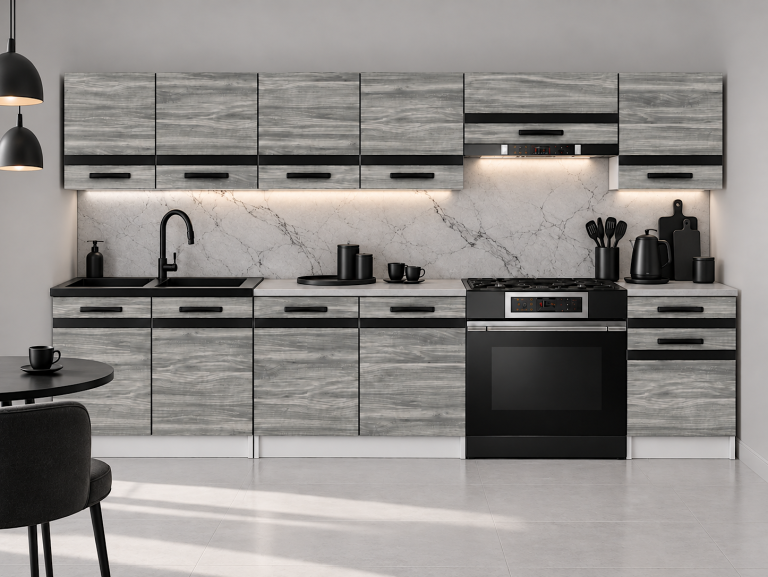 Mobilier de bucătărie Prestige 260 cm glamour wood fără blat Producător TOR P Frida/0/WT/GW1/BB/A1/CM