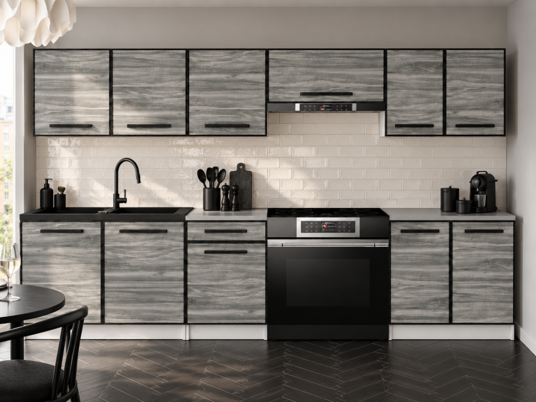 Mobilier de bucătărie Linea 240 cm glamour wood cu blat Producător TOR L Salvador/0/WT/GW1/0/A1