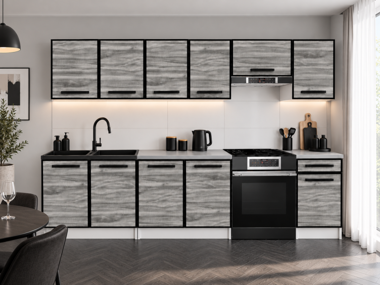Mobilier de bucătărie Linea 260 cm glamour wood cu blat Producător TOR L Frida/0/WT/GW1/0/A1