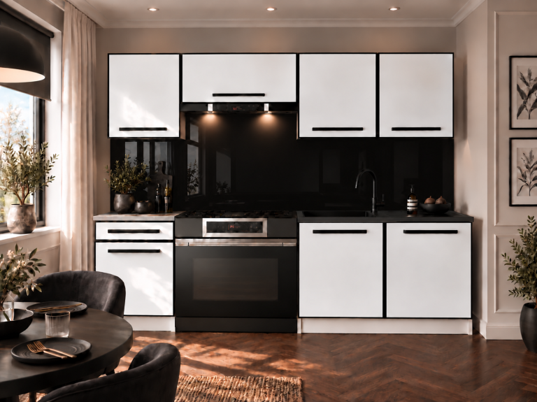 Mobilier de bucătărie Linea 180 cm alb mat fără blat Producător TOR L Leonardo/0/WT/WT/BB/A1