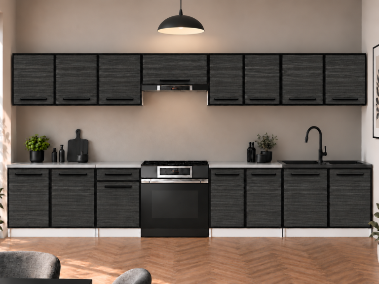 Mobilier de bucătărie Linea 320 cm, abanos regal, fără blat, Producător TOR L Vincent/0/WT/HK/BB/A1