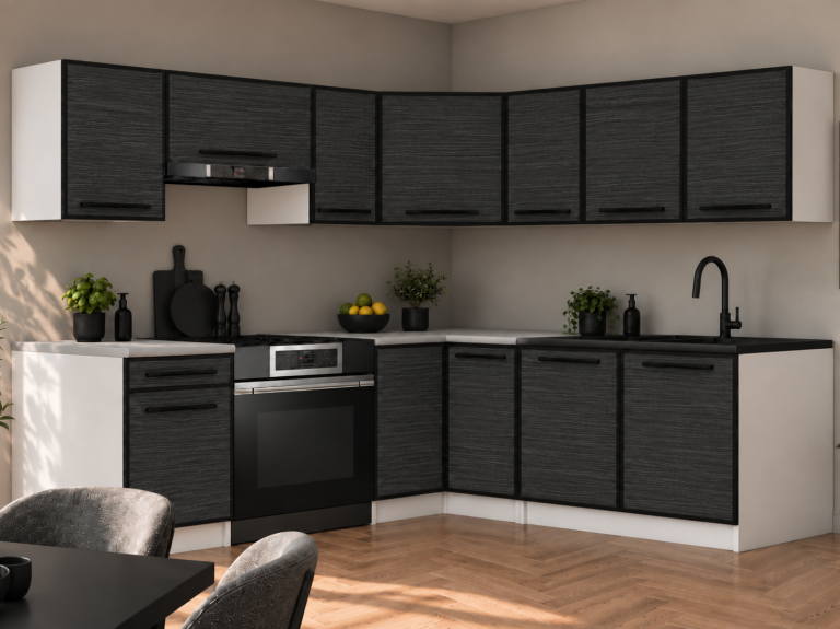 Mobilier de bucătărie Linea 360 cm abanos regal cu blat Producător TOR L Pablo/0/WT/HK/0/A1