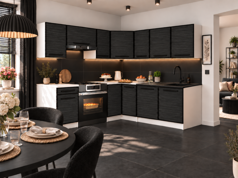 Mobilier de bucătărie Linea 360 cm abanos regal cu blat Producător TOR L Pablo/0/WT/HK/0/A1