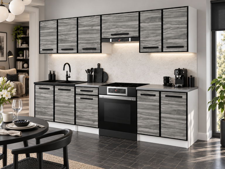 Mobilier de bucătărie Linea 240 cm glamour wood cu blat Producător TOR L Salvador/0/WT/GW1/0/A1