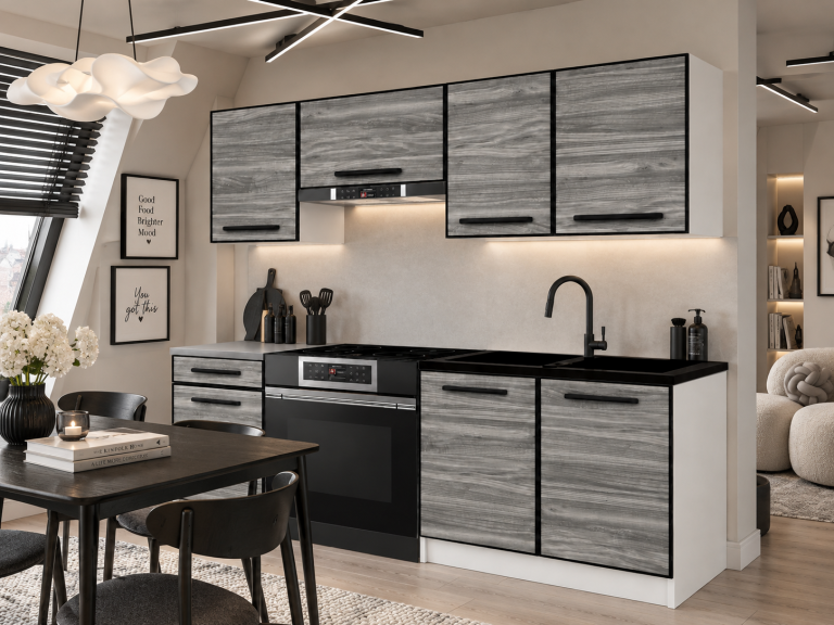 Mobilier de bucătărie Linea 180 cm glamour wood fără blat Producător TOR L Leonardo/0/WT/GW1/BB/A1