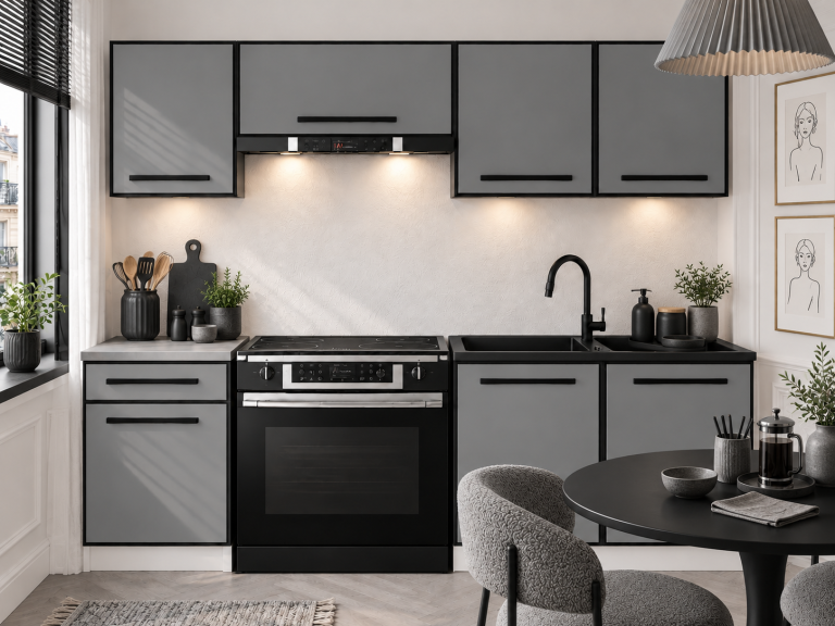  Mobilier de bucătărie Linea 180 cm gri mat cu blat Producător TOR L Leonardo/0/WT/SR/0/A1
