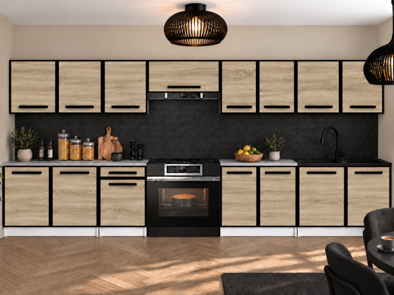 Mobilier de bucătărie Linea 320 cm stejar sonoma cu blat Producător TOR L Vincent/0/WT/DS/0/A1