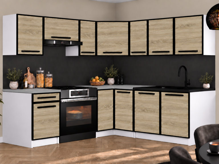 Mobilier de bucătărie Linea 360 cm stejar sonoma cu blat Producător TOR L Pablo/0/WT/DS/0/A1