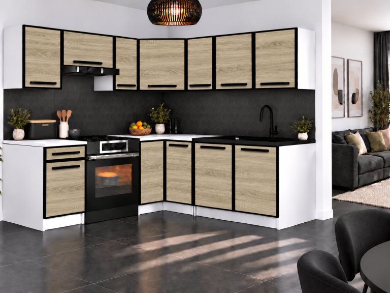 Mobilier de bucătărie Linea 360 cm stejar sonoma cu blat Producător TOR L Pablo/0/WT/DS/0/A1