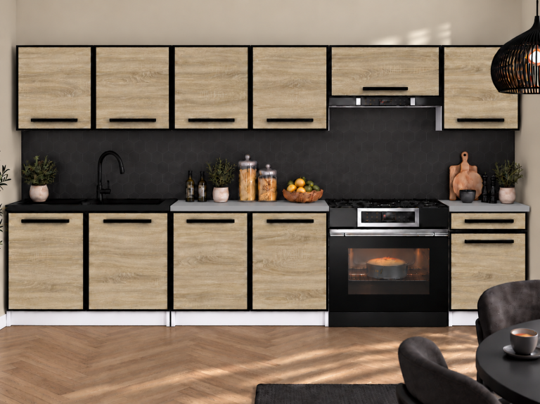 Mobilier de bucătărie Linea 260 cm stejar Sonoma fără blat Producător TOR L Frida/0/WT/DS/BB/A1