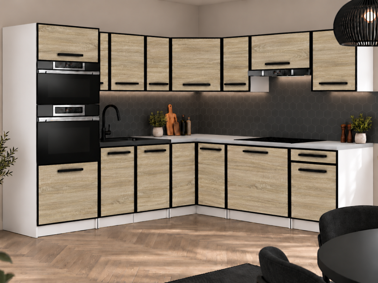 Mobilier de bucătărie Linea 420 cm stejar sonoma fără blat Producător TOR L Diego/0/WT/DS/BB/A1