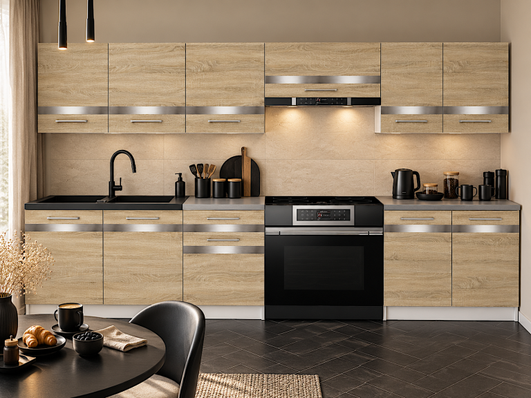 Mobilier de bucătărie Prestige 240 cm stejar sonoma cu blat Producător TOR P Salvador/0/WT/DS/0/C1/SL