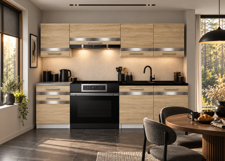 Mobilier de bucătărie Prestige 180 cm stejar sonoma fără blat Producător TOR P Leonardo/0/WT/DS/BB/C1/SL