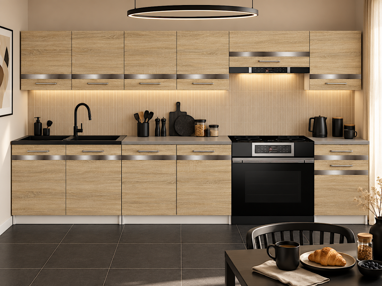Mobilier de bucătărie Prestige 260 cm stejar sonoma cu blat Producător TOR P Frida/0/WT/DS/0/C1/SL