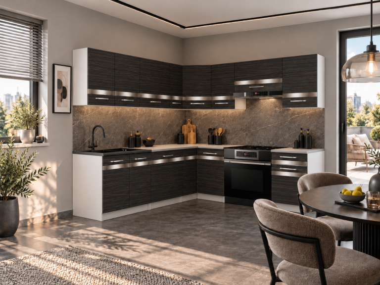 Mobilier de bucătărie Prestige 420 cm abanos regal fără blat Producător TOR P Gustav/0/WT/HK/BB/C1/SL