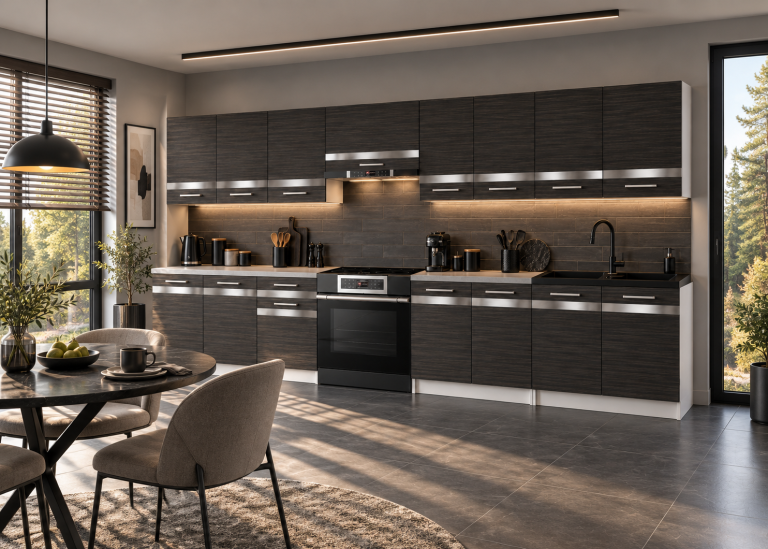 Mobilier de bucătărie Prestige 260 cm abanos regal cu blat Producător TOR P Frida/0/WT/HK/0/C1/SL