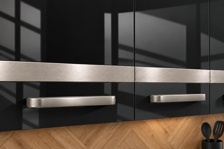  Mobilier de bucătărie Prestige 320 cm negru lucios cu blat Producător INF P Vincent/0/WT/B/0/C1/SL
