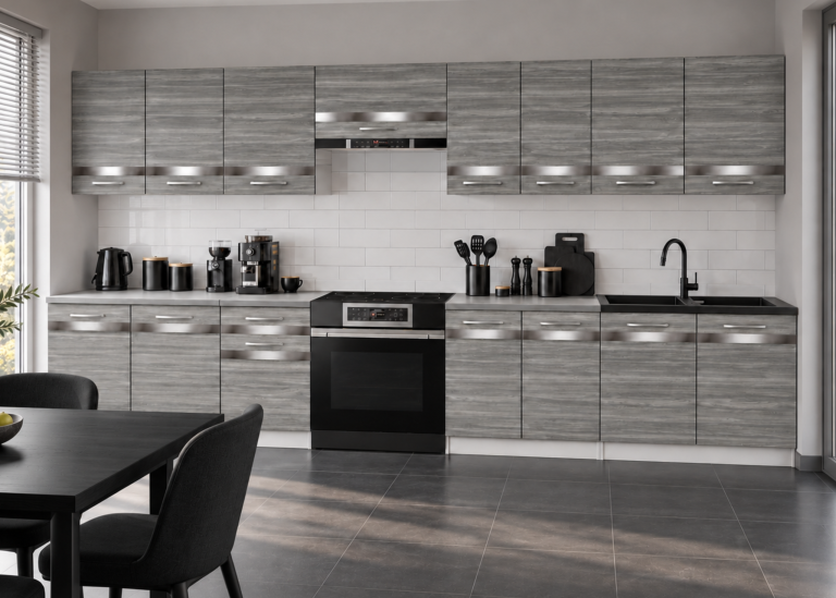 Mobilier de bucătărie Prestige 320 cm glamour wood fără blat Producător TOR P Vincent/0/WT/GW1/BB/C1/SL