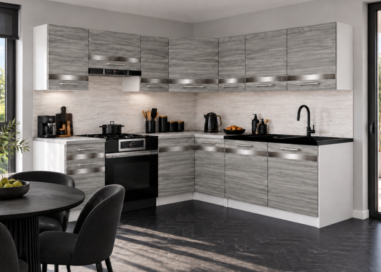 Mobilier de bucătărie Prestige 360 cm glamour wood cu blat Producător TOR P Pablo/0/WT/GW1/0/C1/SL